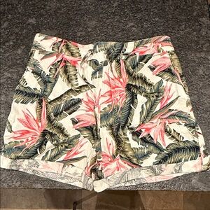 Per Se Tropical Leaf Print Women's Shorts